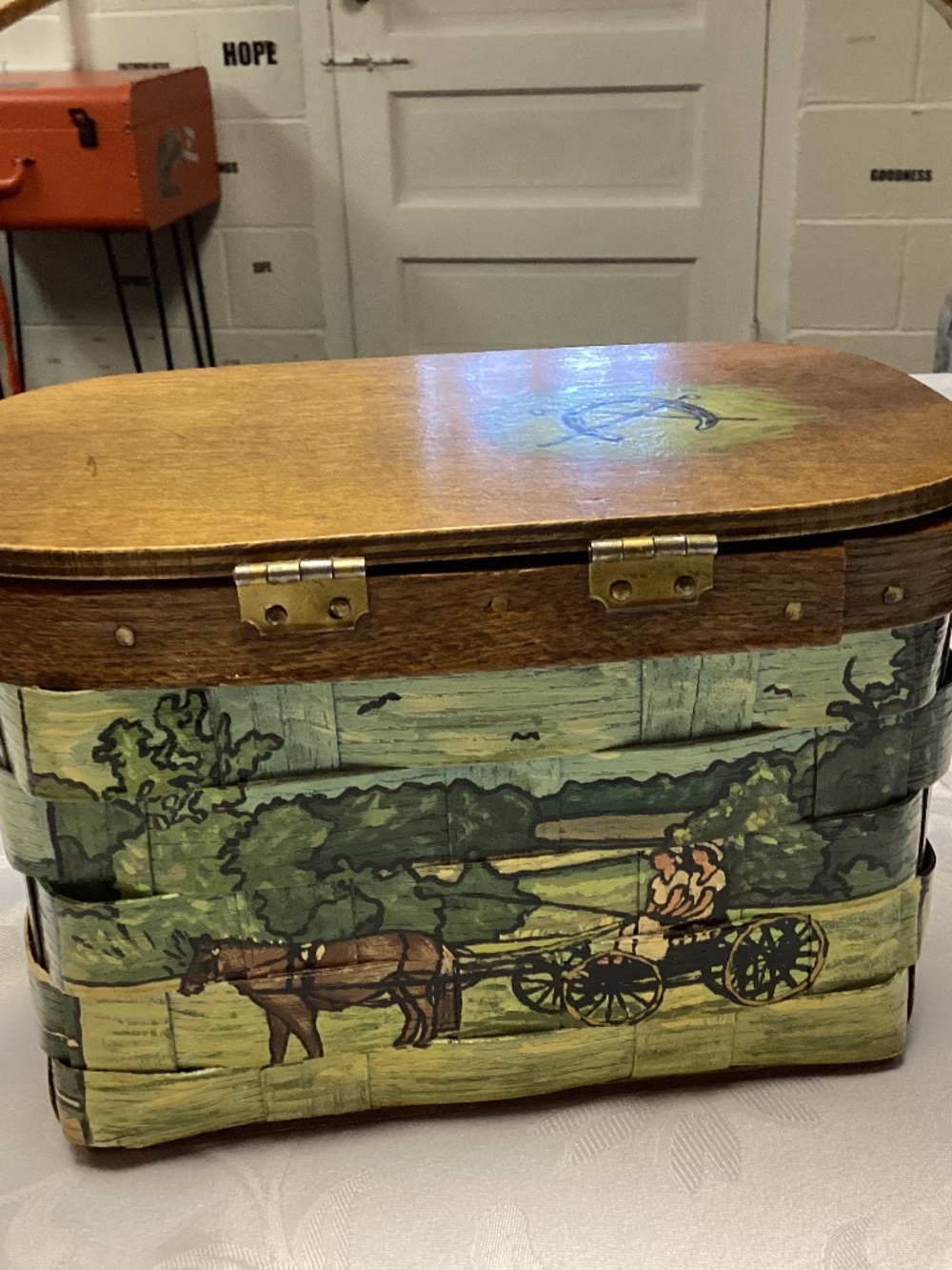 Wooden hand painted horse purse great graphics